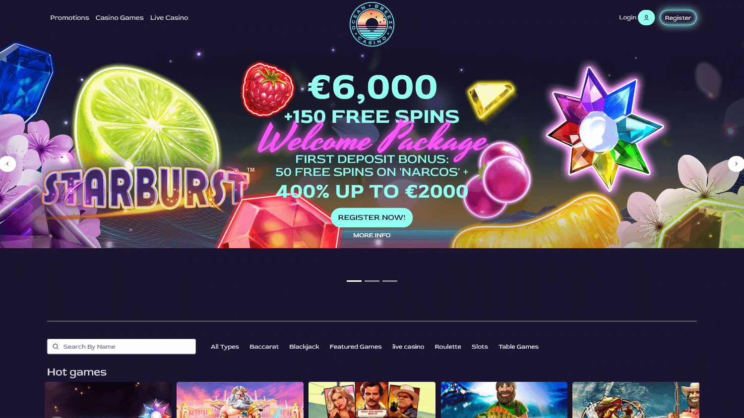 Ocean Breeze Casino Desktop screenshot